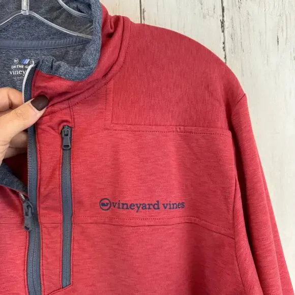 Vineyard Vines Red On-The-Go Shep Golf Pullover Performance 1/4 Zip Size Large - Picture 2 of 11